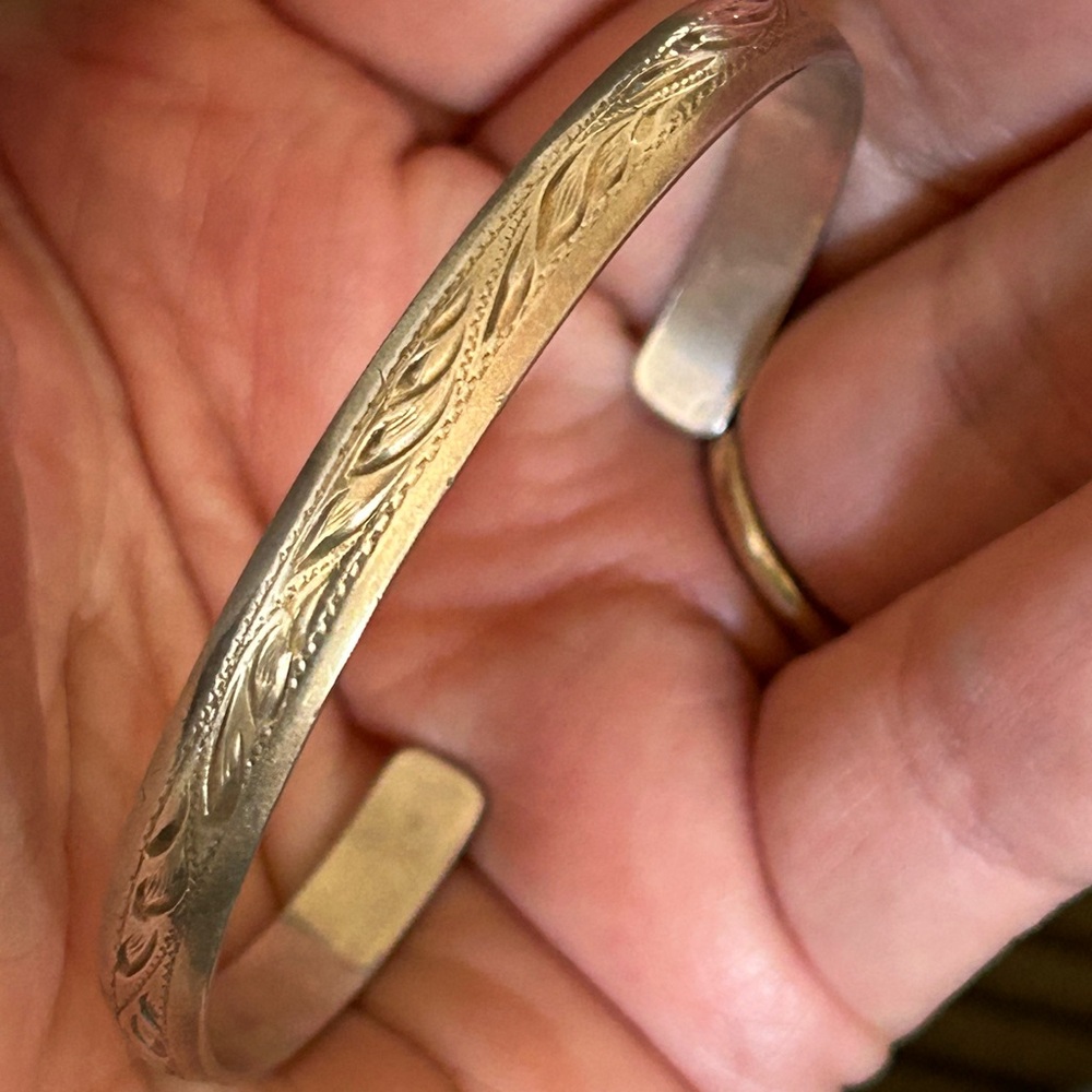 Sterling Silver Handmade Textured Cuff Bracelet - 1970 Signed “Klass”